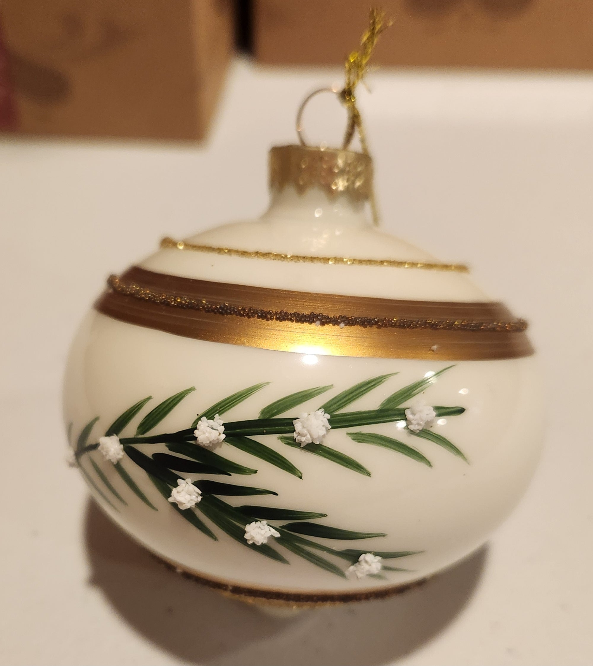 White W/Gold Ornament