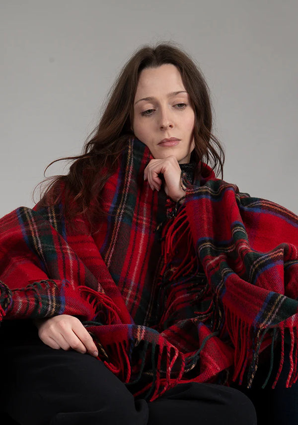 Stewart Black Tartan Crest Premium Blanket - Celtic Stag style