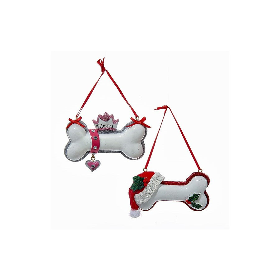 Santa Hat and Princess Dog Bone Ornaments