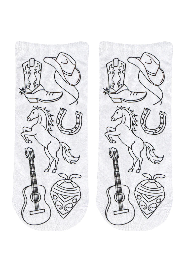 Cowboy Coloring Sock