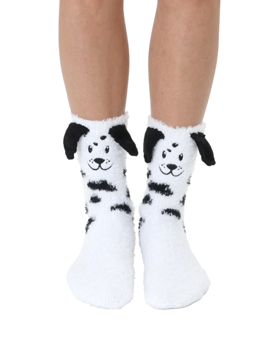 Fuzzy Dalmatian Crew Socks