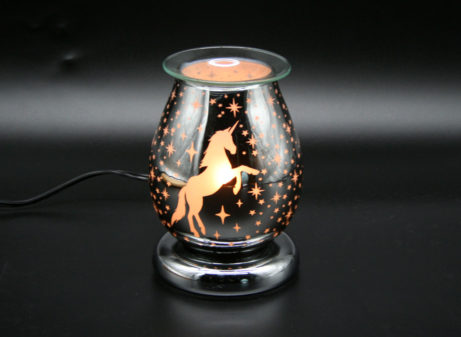 Touch Sensor Eggshell Glass Lamp - Silver Unicorn