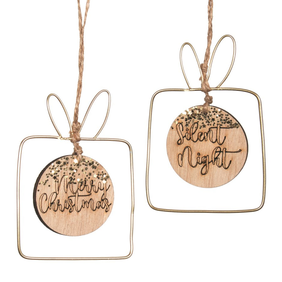 Natural Wood-Gold Ornament