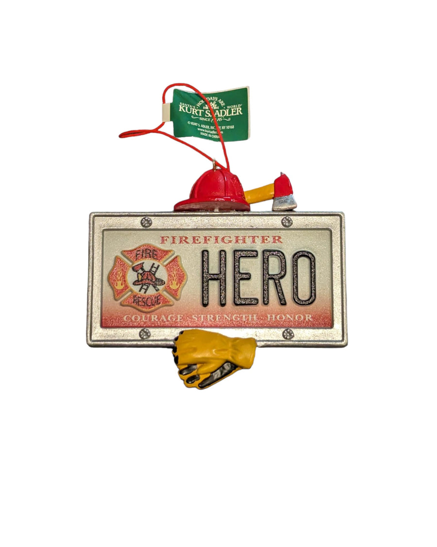 Firefighter Hero License Plate Ornament