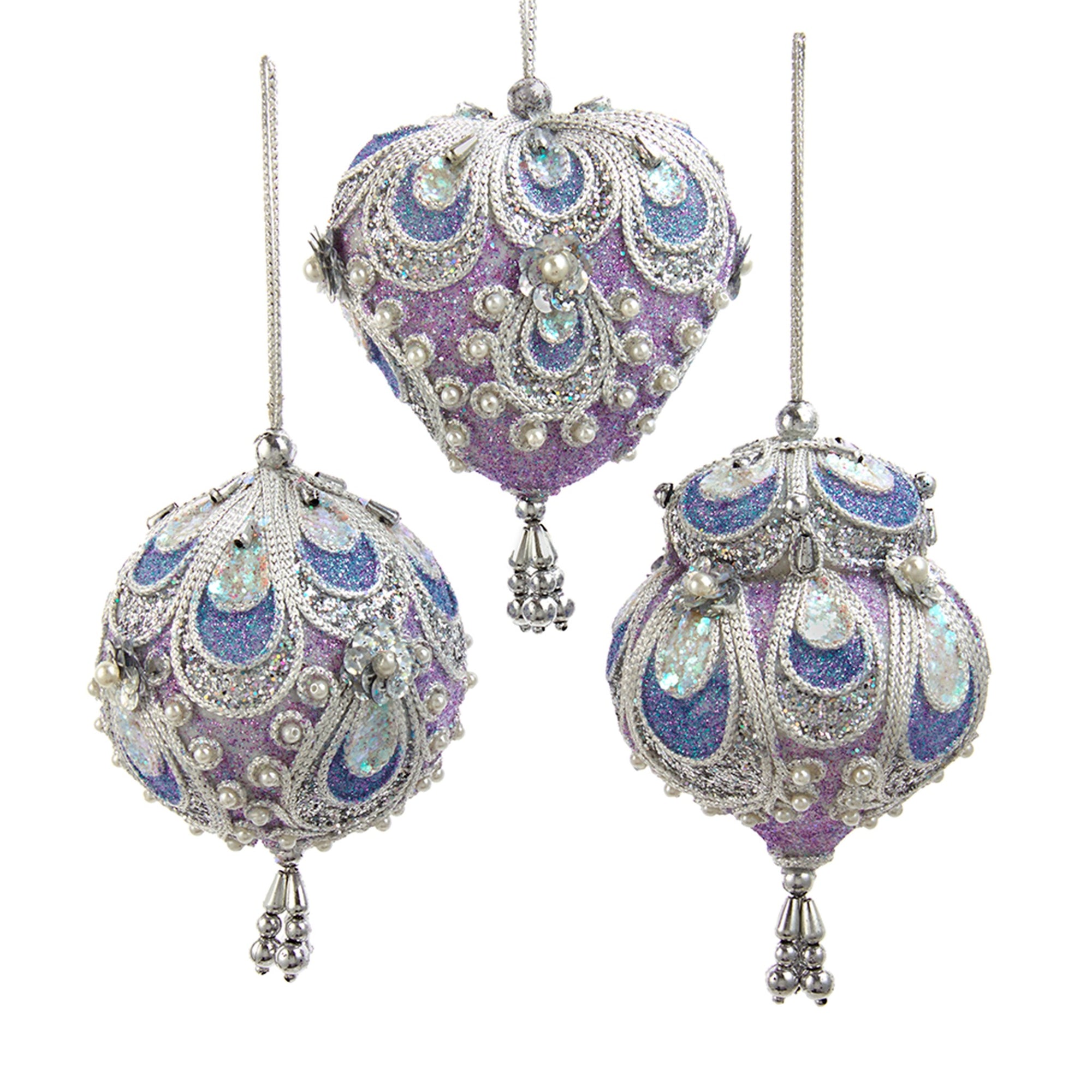 Lavender, Blue & Silver Orn. W/Silver Trim