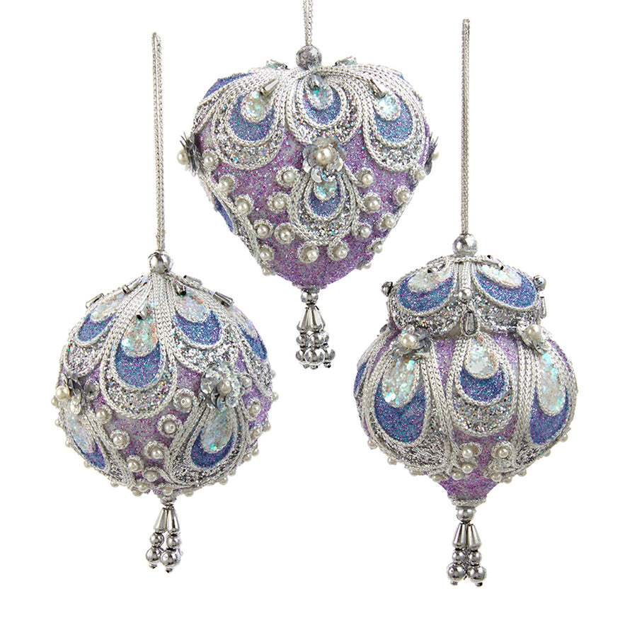 Lavender, Blue & Silver Orn. W/Silver Trim