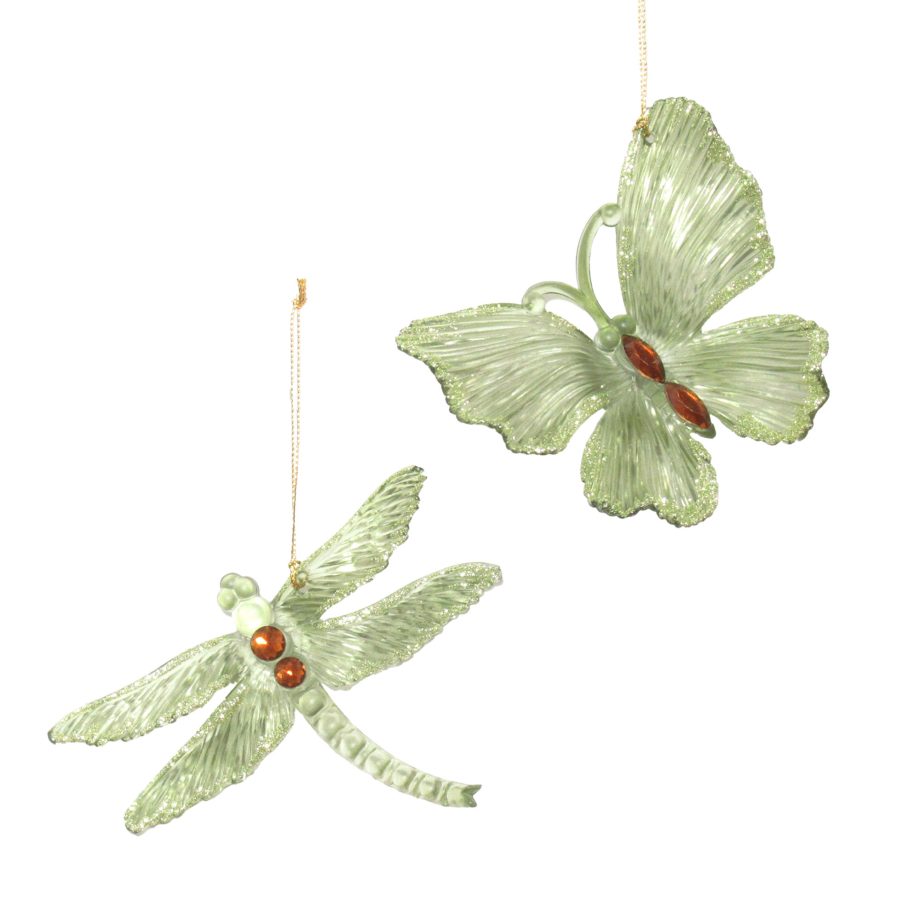 Butterfly & Dragonfly Olive Green Ornament
