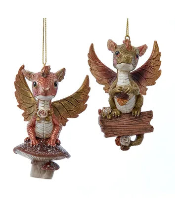 Brown, Green & Copper Dragon Ornaments