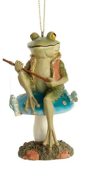 Fishing Frog Ornaments