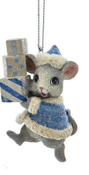 Mice W/Blue Coat & Hat Ornament