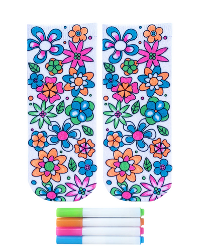 Flower Party Coloring Socks