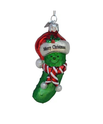 "Merry Christmas" Pickle Glass Ornament