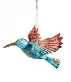 Teal & Desert Rose Hummingbird Ornaments