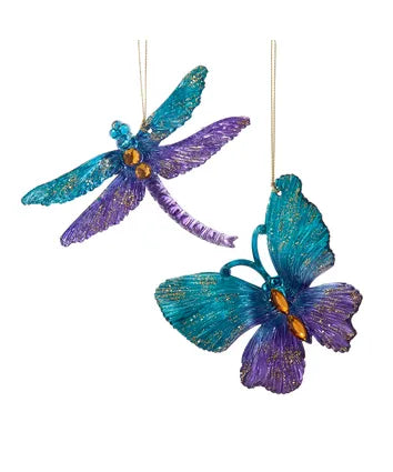 Teal & Purple Butterfly & Dragonfly Ornaments