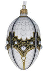 Mother of Pearl on White Glass Egg Ornament
