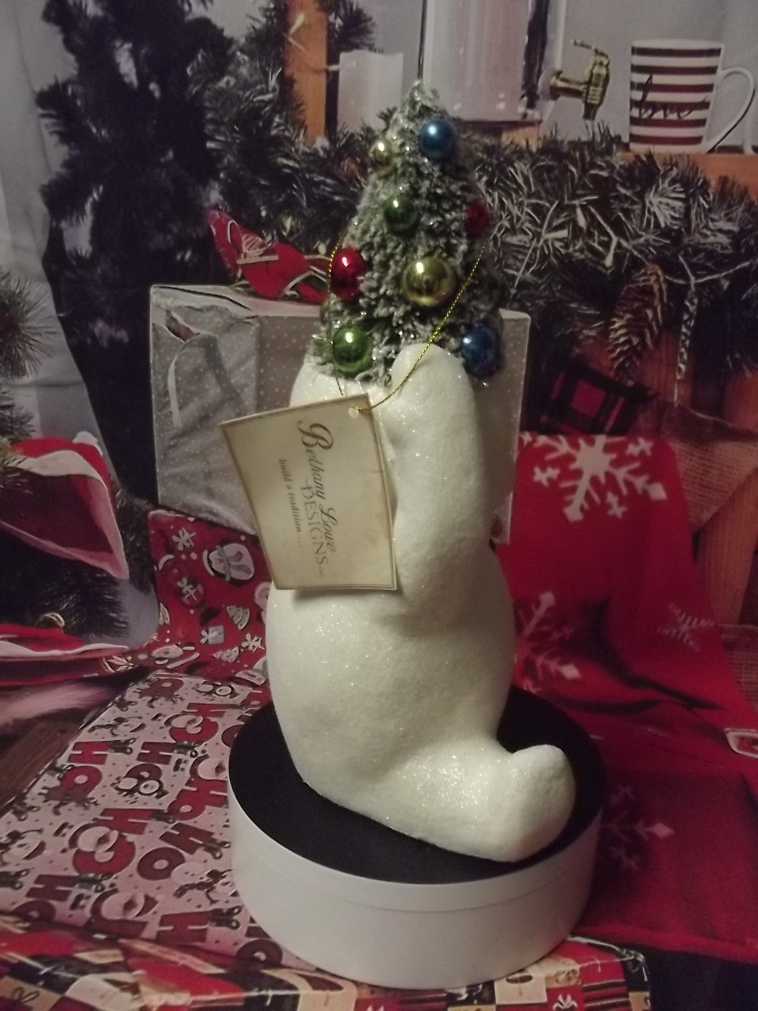 Retro Candy Cane Snowman w/Tree Med.