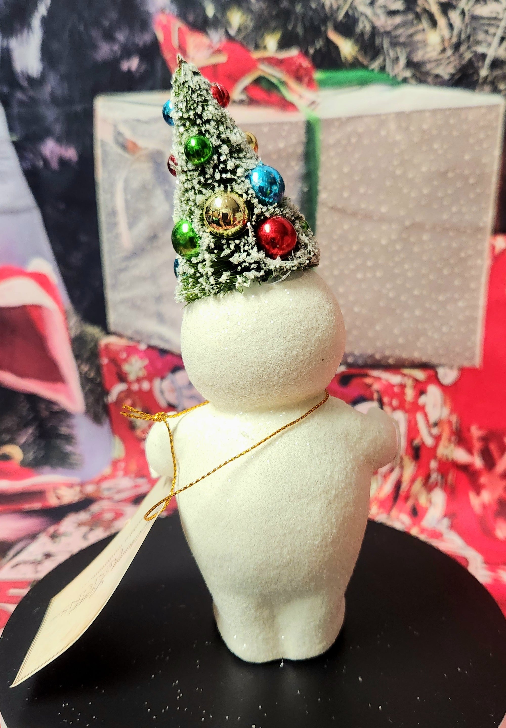 Retro Merry Snowman w/Tree Sm.