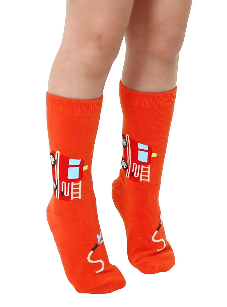 Kids Crew Sock 3D Fire Truck