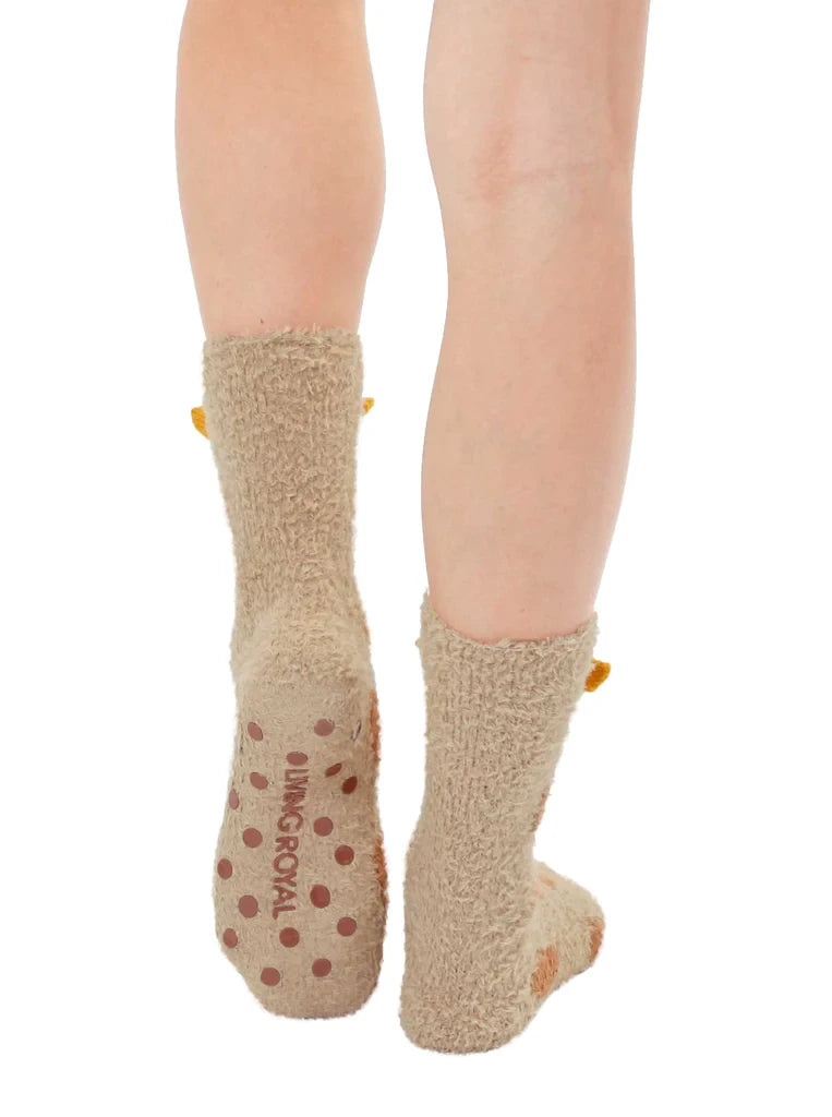 Fuzzy Giraffe Crew Socks