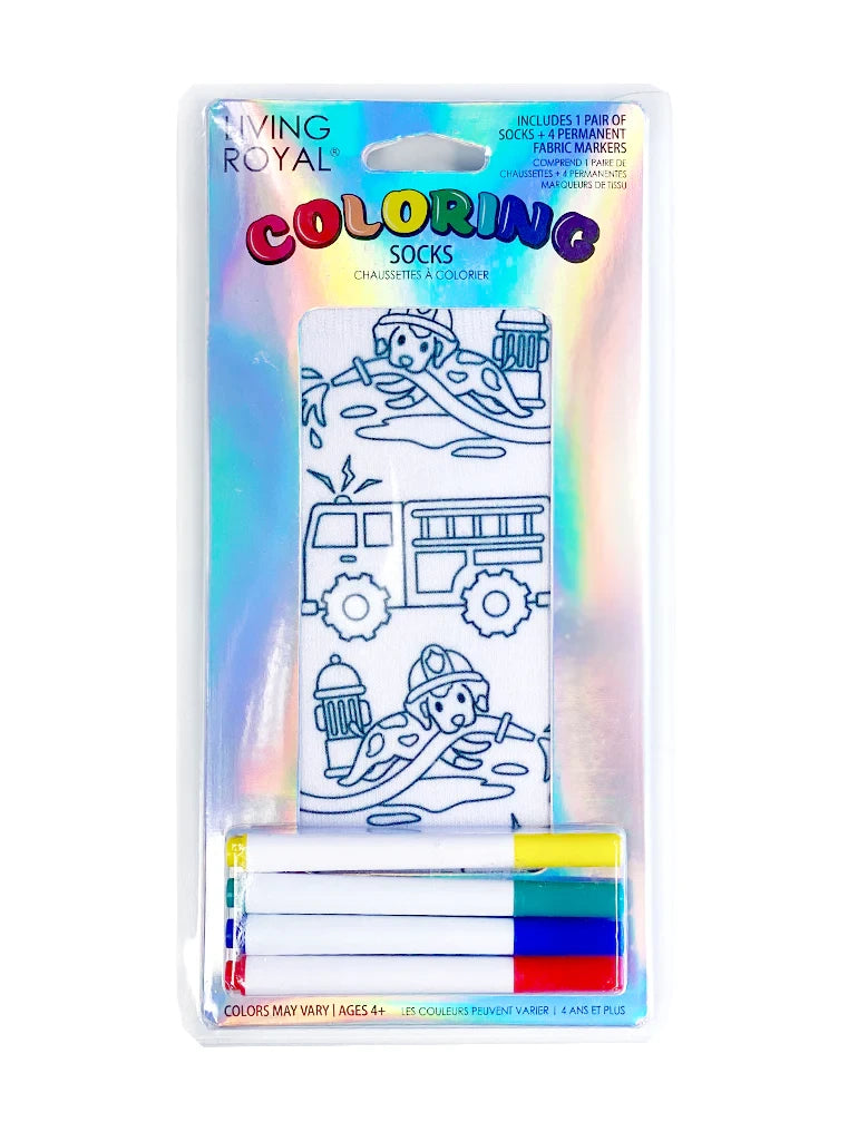 Fire Truck Coloring Sock